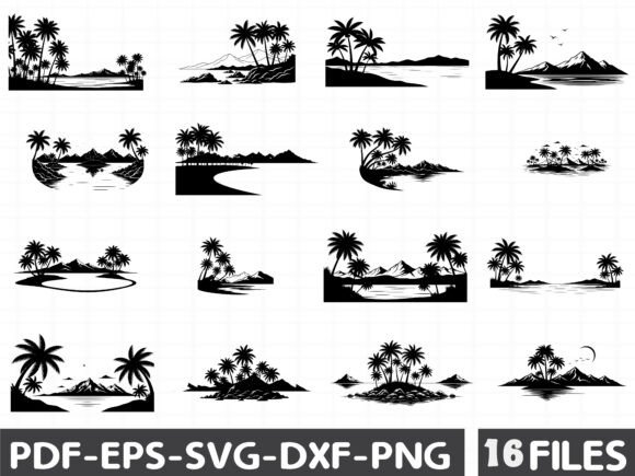 Desert, Oasis Landscape Silhouette