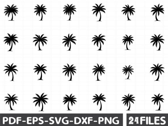 Detailed Black and White Palm Tree Silho