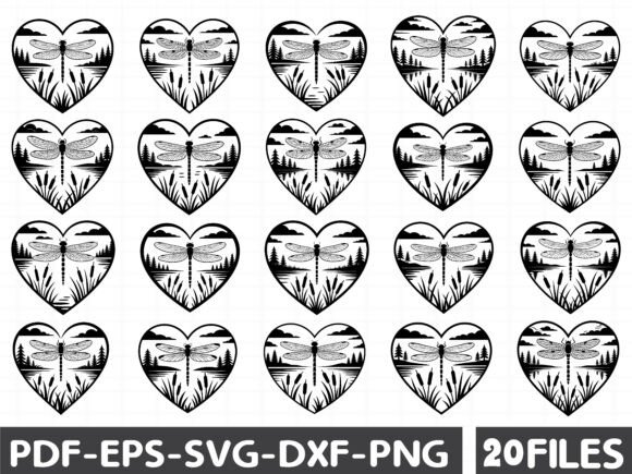 Dragonfly Heart Svg, Dragonfly Love Svg