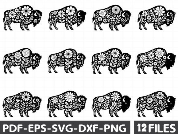 Floral Buffalo Stencil