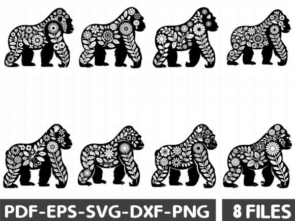 Floral Gorilla Stencil