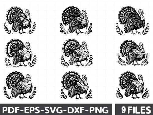 Floral Turkey Stencil
