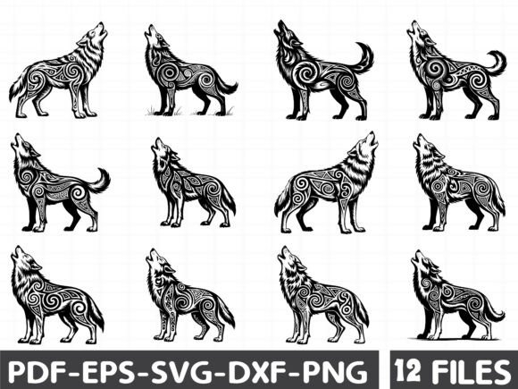 Floral Wolf Howling