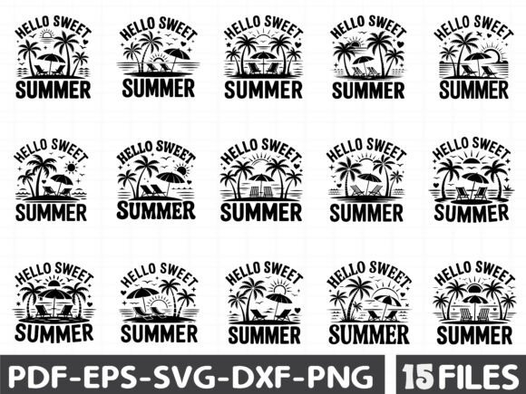 Hello Sweet Summer Black Illustration