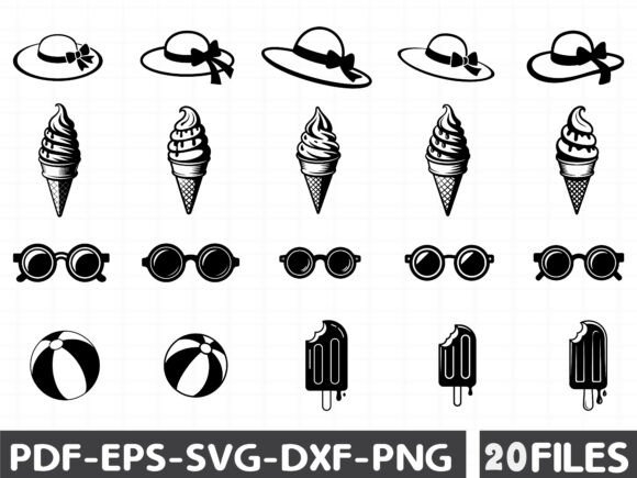 Minimal Summer Silhouette Vector Set
