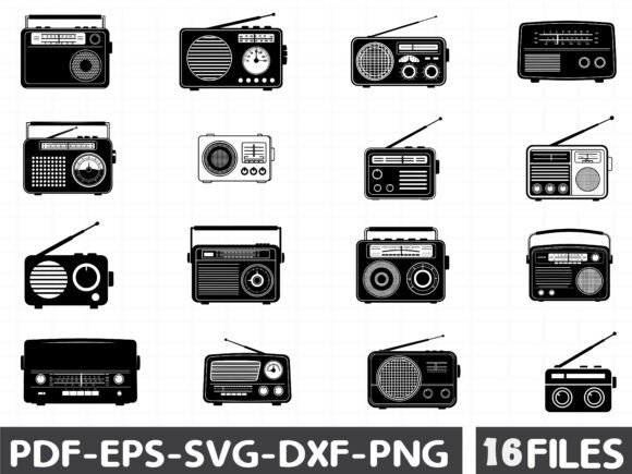 Radio, Vintage Classic Music Silhouette