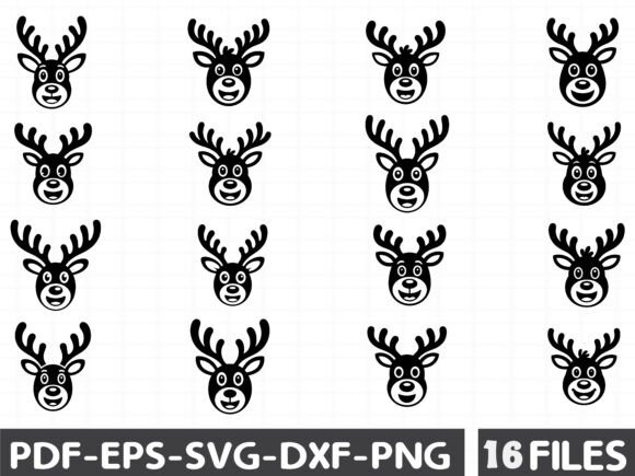 Reindeer Face Cute and Smiley SVG Bundle