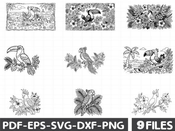 Summer Tropical Birds Clipart