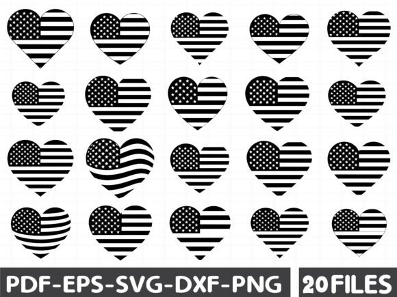 USA American Flag Heart Svg
